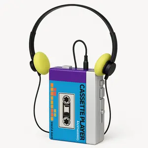 1980s Faux Cassette Player Costume Prop with Headphones