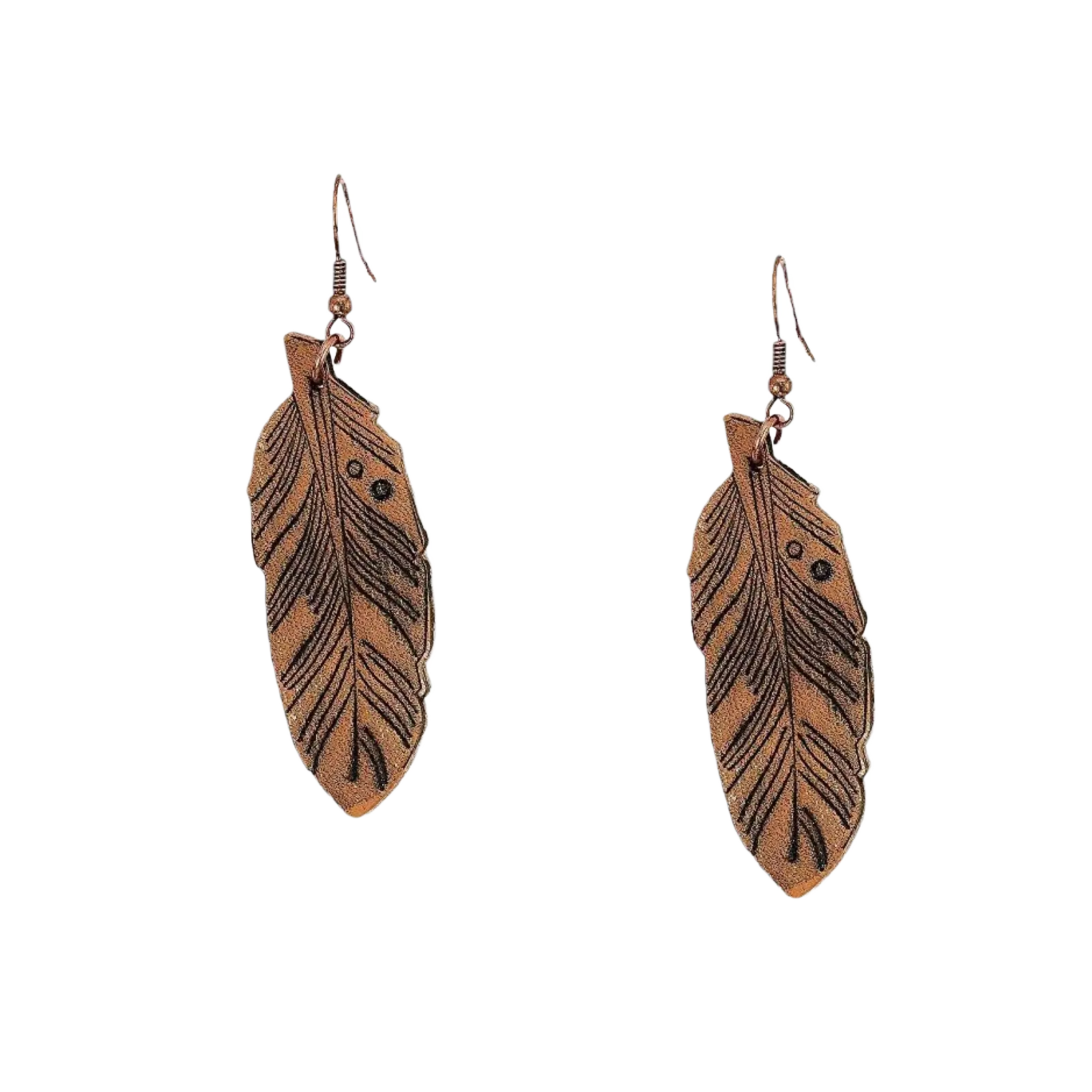 Blazin Roxx® Leather Brown Feather Earrings 30951