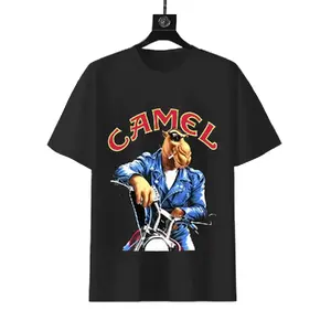 Camel Joe Biker Motorcycle Vintage Retro Cigarette Mascot Distressed Classic Retro Casual Daily Wear Graphic Short Sleeve T-Shirt