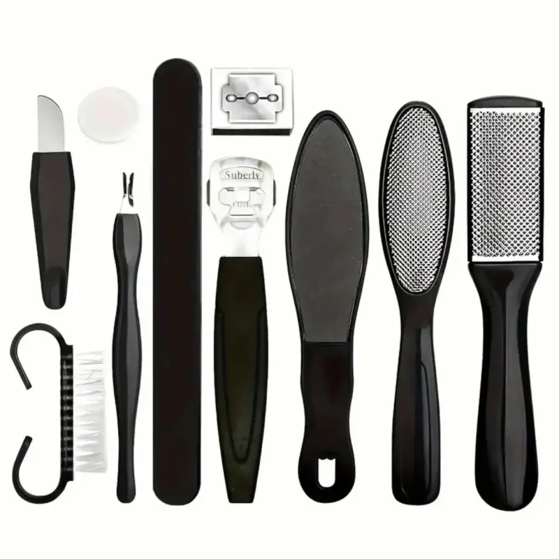 10PCS foot rub pedicure set scraping foot file, 10 In 1 Foot tool kit Exfoliating clean foot care dead skin removal calluses, scraping planer, foot scrubber Manicure Nail Nail Care Cleansing Nail Art