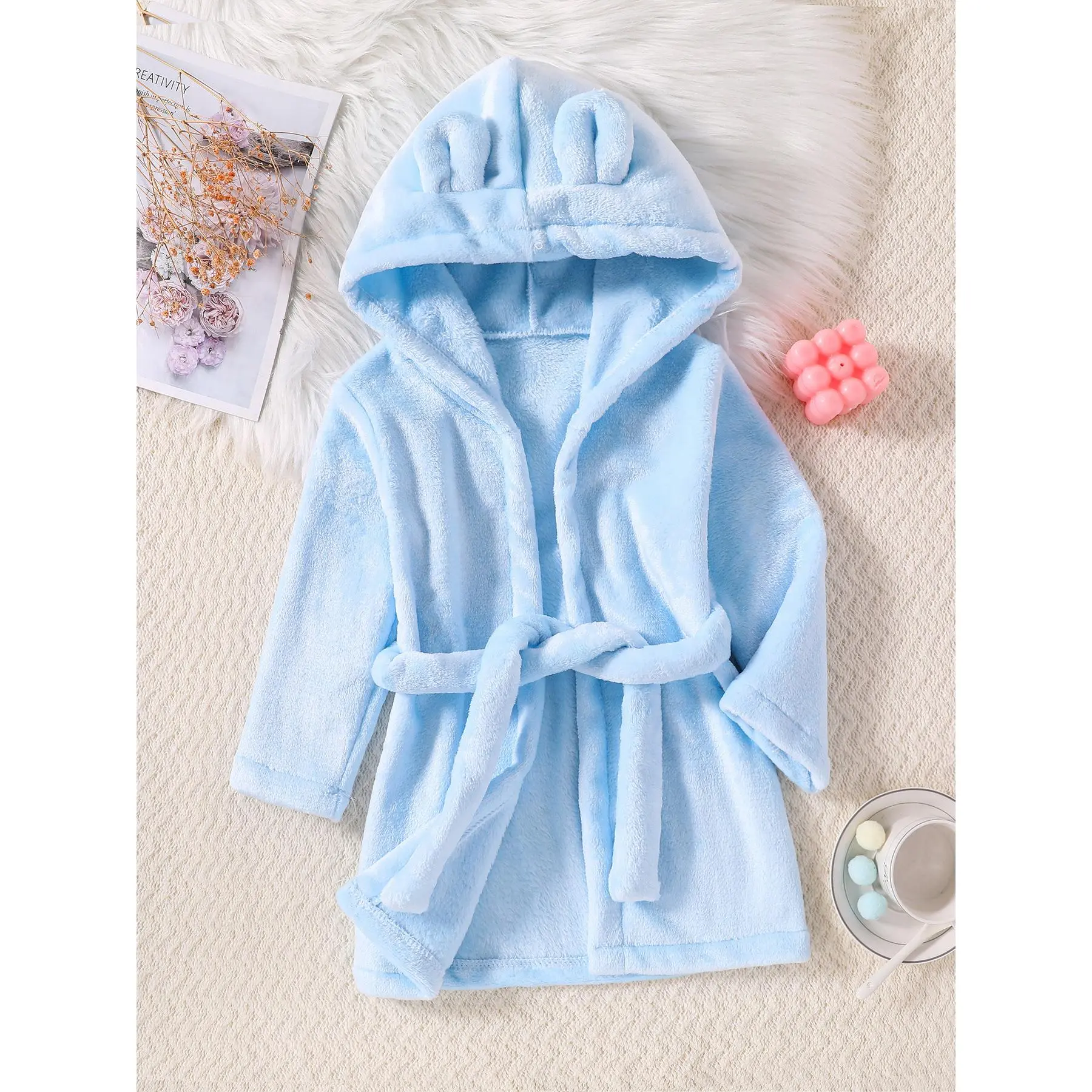 Boys Dinosaur Stuffed Flannel Bathrobe with Cap Belt Flame Retardant Cartoon Home Outfit Passed Flame Retardancy Test