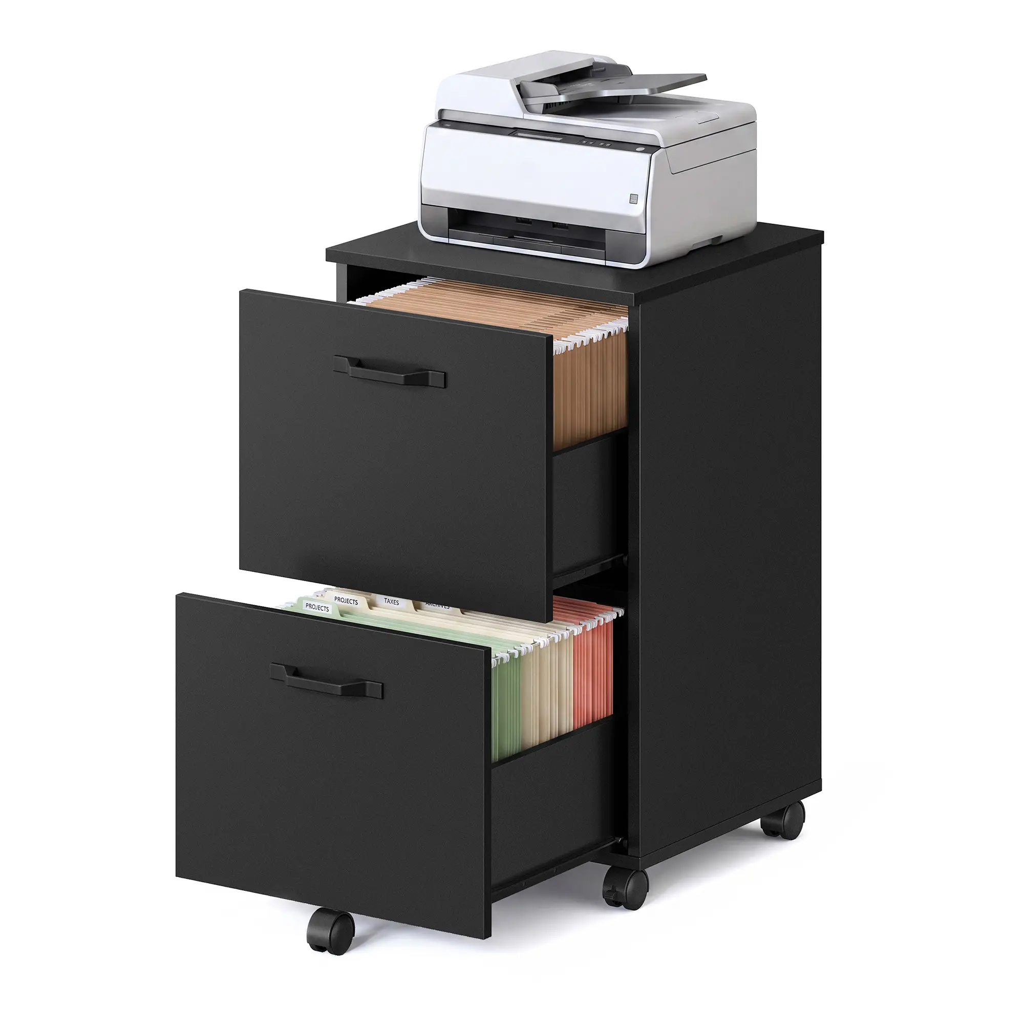 VASAGLE Modern Office Furniture 2-Drawer Rolling File Cabinet with Wheels, Small Home Office Printer Stand with Drawers and Storage for A4/Letter-Size Documents, 15.7x16.5x27.6 In Dimensions
