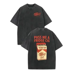 Funny Diet Dr Pepperr Fridge Cig Wanshed T-Shirt, Men's Fashionable Daily Casual Wear, Graphic Tee, Comfortable, 230G Washed High-Quality Cotton Printed T-Shirt, Dr Pepperr Cig Pack, Pass Me A Fridge Cig Shirt for Men and Women