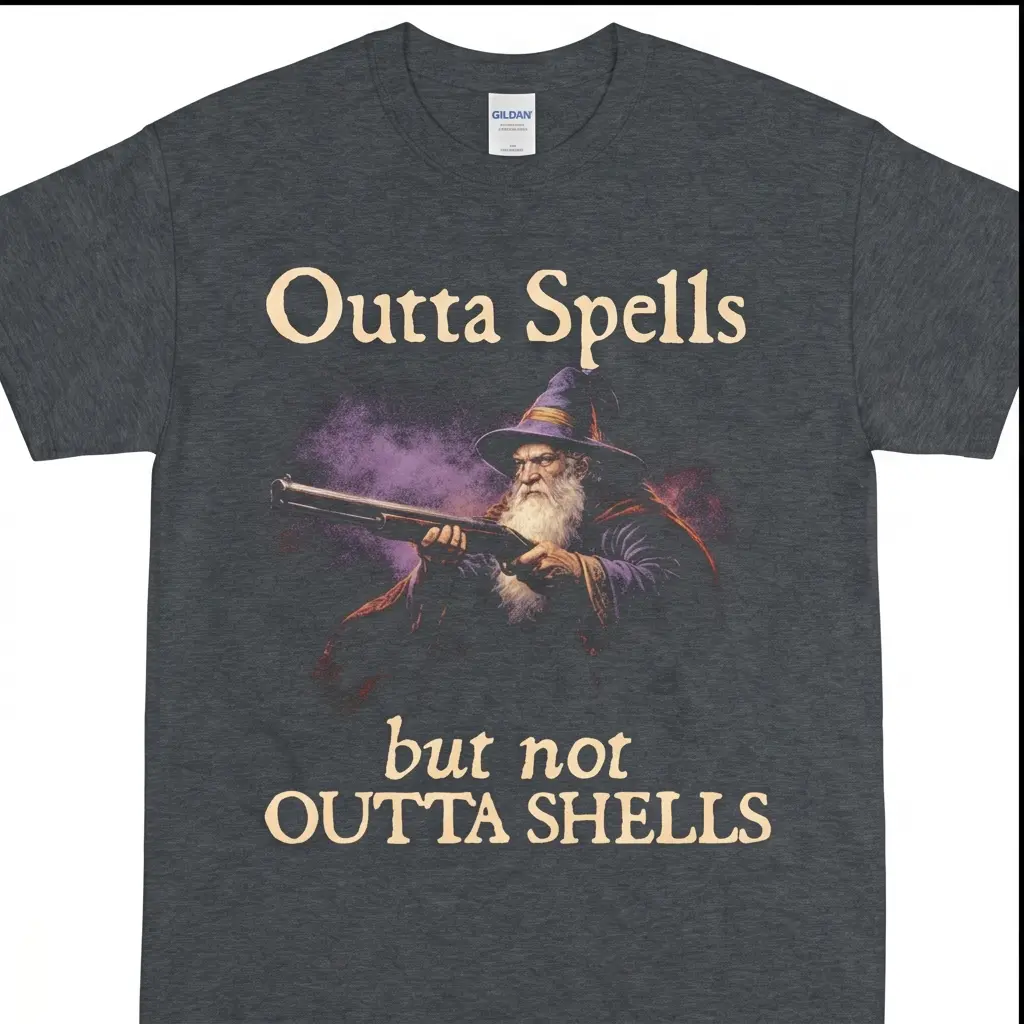 Funny wizard meme Vintage Style Shirt, Outta spells but not outta shells Shirt, unisex shirt