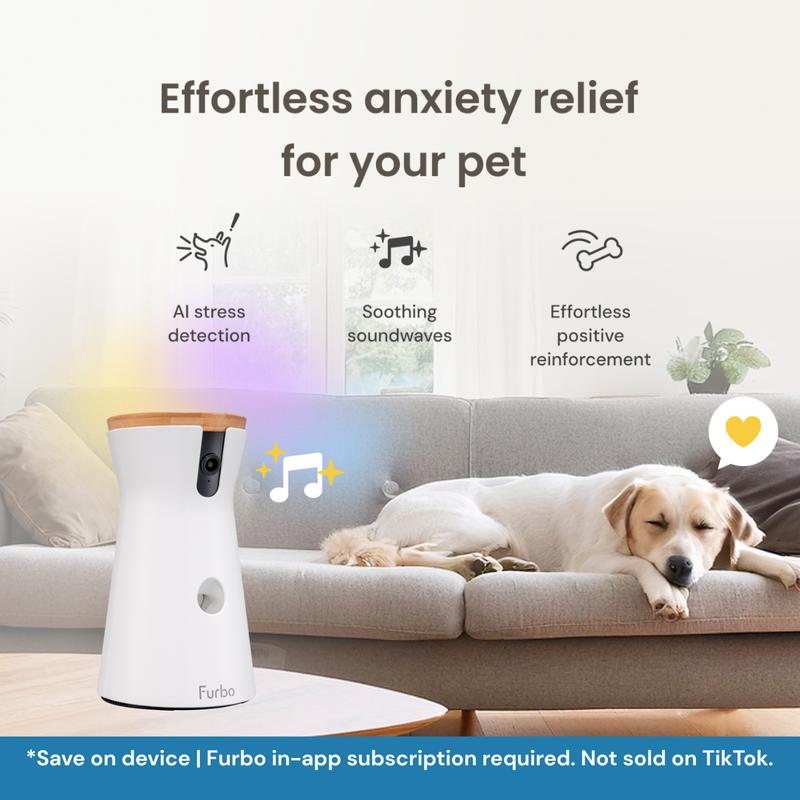 Furbo 360° Dog Camera [Nanny Edition - Unlock with Subscription] Home Security Smart Dog Camera, Barking & Safety Alerts, Pet Camera with Speaker, Smart Home Indoor Puppy Cam w Phone App & Color Night Vision - 3mo Minimum Subscription Required