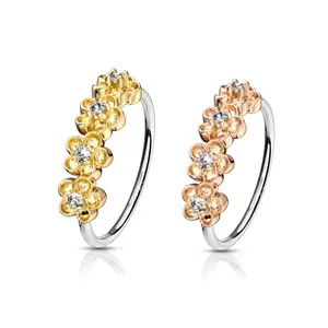 Quadruple Flower Nose Hoop in Surgical Steel 8mm Hoop Size 20 Gauge Hypoallergenic
