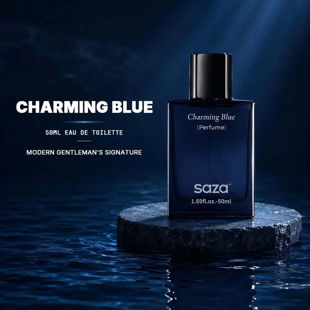 saza Charming Blue Long-Lasting Fragrance Spray for Men | TikTok Viral Long-Lasting Cologne, Premium Fresh Woody Scent, Modern Gentleman Perfume (1.69 fl.oz / 50ml)