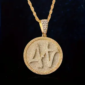 Luxury NY 44 Number Pendant Necklace with Sparkling Cubic Zirconia – Hip Hop Style Zinc Alloy Chain for Women, Perfect for Parties and Music Festivals