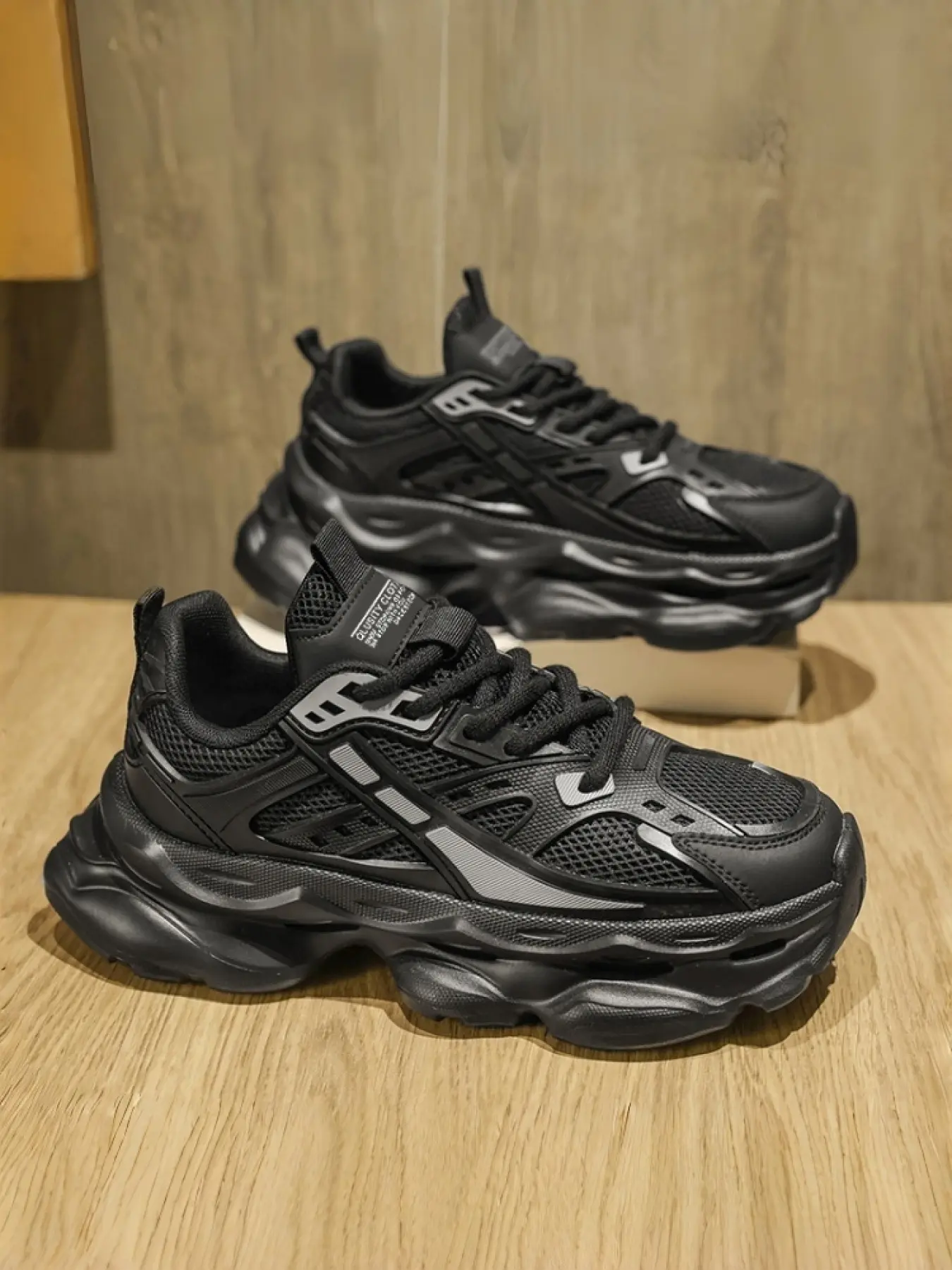 1 Pair Men's Beige Color-Block Chunky Dad Shoes | Cleanfit Minimalist Style | Breathable Mesh + Height-Increasing Thick Sole + Color-Block Details | Daily Outings / Commute Outfits / Campus Trips / Couple Outfits, Fresh & Versatile Trendy Casual Shoes