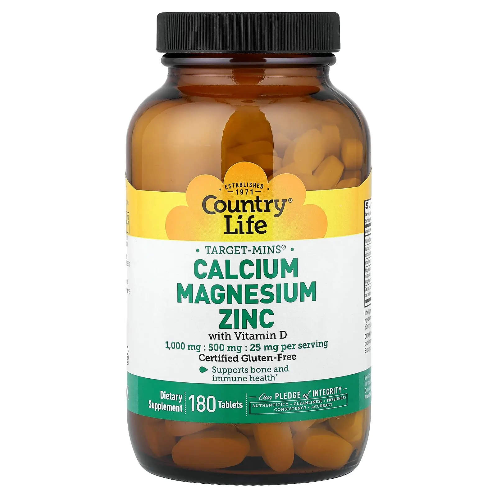 Country Life Target-Mins®, Calcium, Magnesium, Zinc With Vitamin D, 180 Tablets