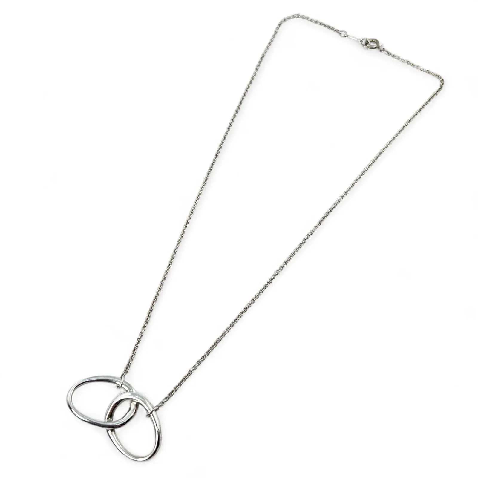 Pre-owned Tiffany & Co. Sterling Silver 925 (Ag925) Small Leather Goods Tiffany&Co. Double Loop Ring Silver Necklace