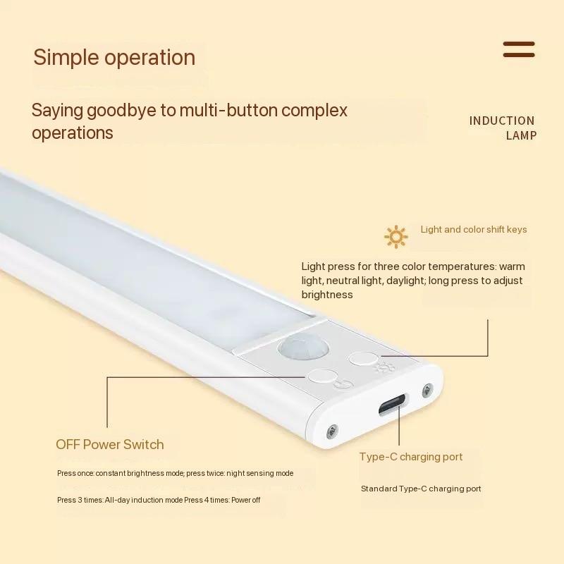 Under Cabinet Lights, 52 LED Cold White Rechargeable Under Cabinet Lighting Motion Sensor LED Lights for Kitchen, Counter, Closet, Stairs (12.2 inches Silver)1 PCS and 2 PCS available for selection