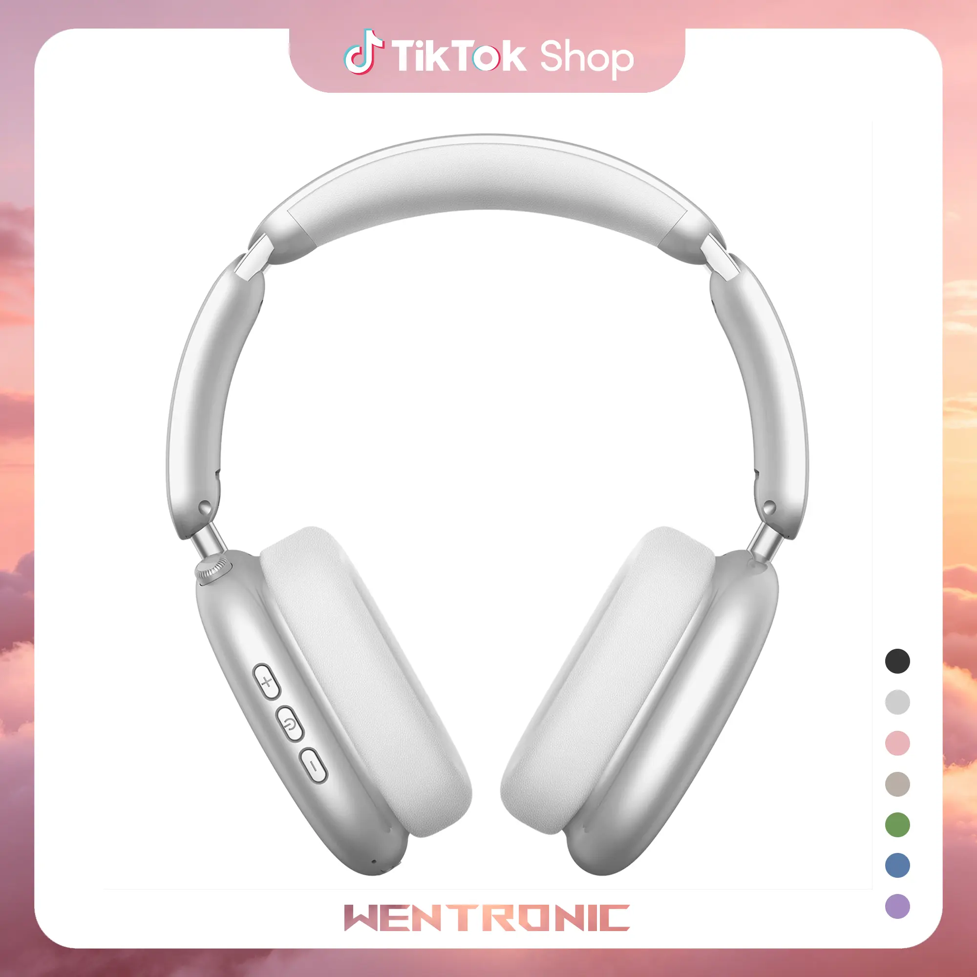 WENTRONIC Y02 Over-Ear Hybrid ANC Foldable Headphones - Bluetooth Wireless, 60H Playtime, Hi-Res Audio, Soft Earpads, Built-in Mic, Phone Calls, Compatible with iOS/Android/PC, Over Ear Headphones,father'sdaygifts