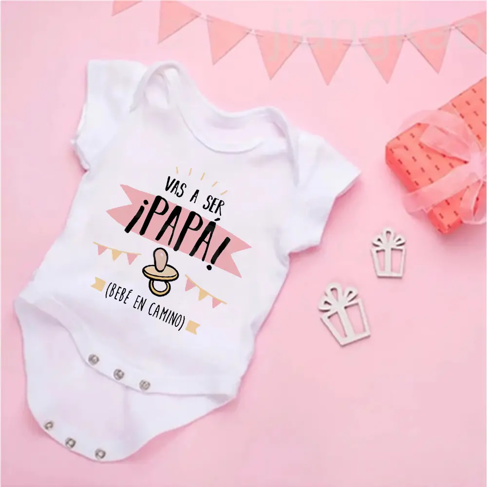 Baby Boy Crew Neck Bodysuit - Fitted Short Sleeve Ventilated Romper with Buttons, Snap Button, "You're Going To Be A Dad" Print, Newborn Pregnancy Announcement Daddy Gift, Round