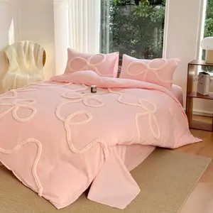 Bed Sheet Set with Pillowcases, Zipper Closure, Embroidery Craft, All Seasons Comfortable Bedding, Gift Idea, Decorative Environment