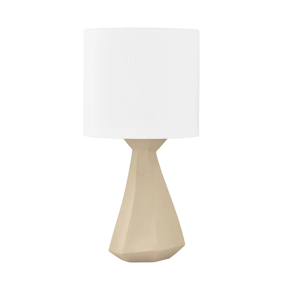 Sculptural Oakland Table Lamp in Taupe Concrete with Off-White Linen Shade