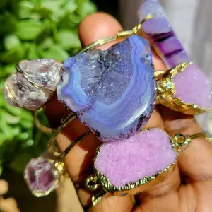 Elestial Amethyst Bracelet • Agate Crystal Bracelet • Wire Wrapped Crystal Bracelet  Medium