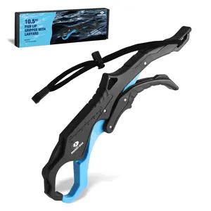 Mossy Oak 10.5'' Fishing Lip Gripper, Lightweight Nylon & Fiberglass Fish Grabber with Lanyard, Non-Slip Handle for Freshwater & Saltwater Fishing, Great Holder for Bass & Catfish