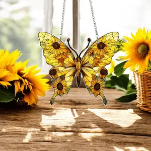Butterfly Memorial Suncatcher Hanging, Butterfly Sunflower Window Hanging, Loss Of Loved One Gift, Remembrance Gifts, Butterfly Gift For Her.