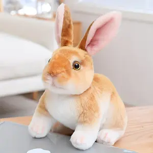 16cm/6.29in Realistic Cute Rabbits Plush Toy Lifelike Animal Photo Props Bunny Simulation Rabbit Toy Model Birthday Gift Home Decoration Plush Easter Decor