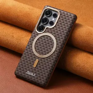 Suitable for Samsung s25 phone case magnetic suction anti drop all inclusive s25 ultra electroplating S24u business s24 leather case plus