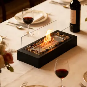 Smokeless Portable Fire Pit for Indoor & Outdoor Use with Decorative Pebbles Safety Extinguisher Tool-Free Assembly for Home Patio Party Festive Gift