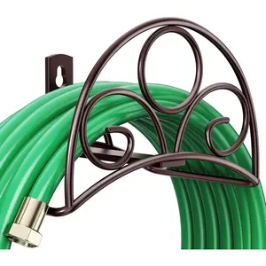 Metal Garden Hose Holder - Wall Mounted Water Hose Holder - Hose Hanger Heavy Duty for Water Hose Extension Cords Vacuum Hose bronze