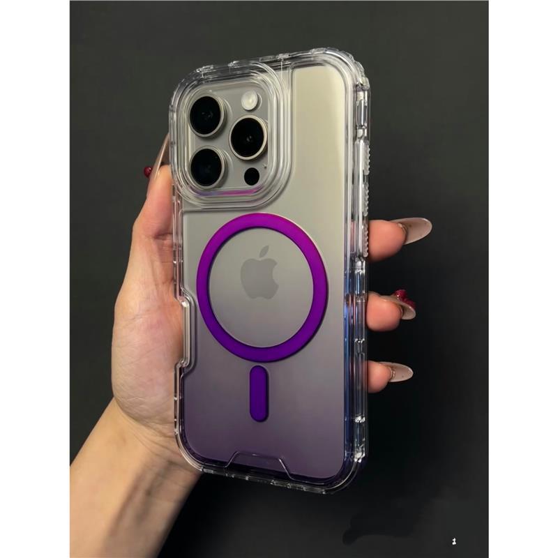 Niche Instagram-Style Blue-to-Pink Gradient Magnetic Case — Compatible with iPhone 16, 15 Pro Max, 14, and 13 — Drop-Resistant, Premium, Minimalist, and Transparent