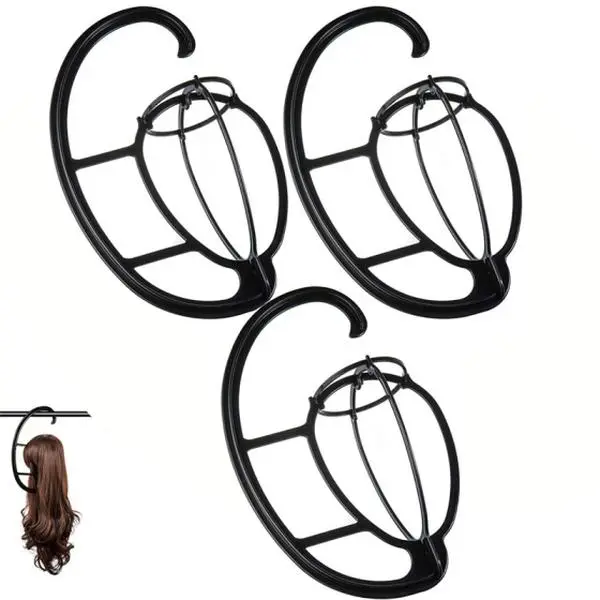 3 Pcs Wig Hanger Stand, Detachable Plastic Wig Display Hanger for Wigs Drying Storage, Portable Wig Holder for All Lengths Human Hair & Synthetic Wigs