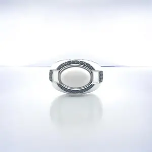 White Agate and Black Spinel Ring in 925 Sterling Silver