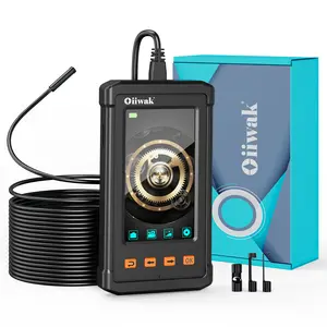 Oiiwak 15m Cable Industrial Endoscope Camera for Automotive Use, 1080P HD 4.3“ IPS Screen Waterproof Drain Snake, Inspection, Borescope, Sewer Lights Handheld Rechargeable