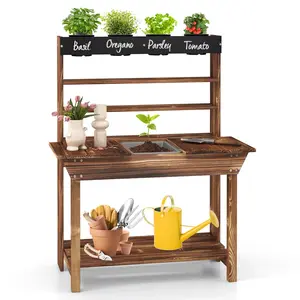 Kids Wooden Potting Bench-Gardening Center W/ Removable Sink & Chalkboard