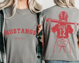 Baseball Mom Custom Shirt – Personalized Mama Shirt for Women, Add Child’s Name & Number and Team, Baseball Player Graphic Choice Mother’s Day Gift, Soft Cotton Tee, Mom Life Humor, Baseball Mom Life