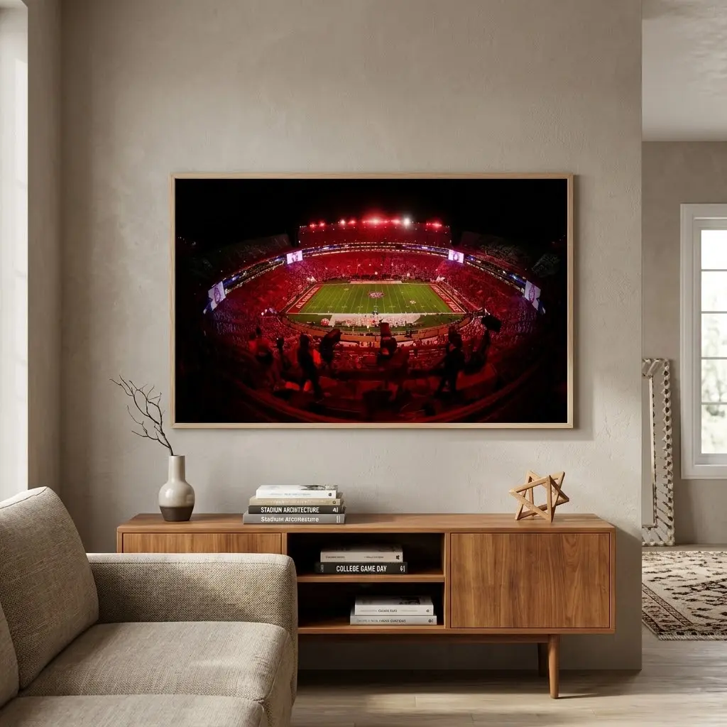 Alabama Crimson Tide Poster Print Unframed "Crimson Shadows" Bryant Denny Stadium | Football Field | College | Wall Art