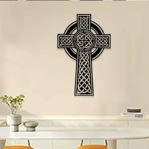 1pc Celtic Cross Metal Wall Art, Ancient Knot Statue Mural, Perfect for Chapel, Heritage Center, Celtic Museum Decor, St. Patrick's Day Decor, Ideal Gift for Historians