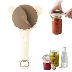 4-in-1 Multi-Purpose Jar Opener, Adjustable Stainless Steel Kitchen Utensil with Ergonomic Handle, Multi-Size Tool for Jars, Cans, Wine Bottles, Essential Kitchen Supplies Helper