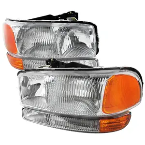 1999-2006 Sierra/Yukon/Yukon XL Factory Style Crystal Headlights w/ Bumper Lights (Chrome Housing/Clear Lens) 1999-2006 Sierra/Yukon/Yukon XL Factory Style Crystal Headlights w/ Bumper Lights (Chrome Housing/Clear Lens)