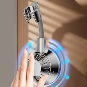 Adjustable Suction Cup Shower Head Holder, Universal Wall Mounted No Drill Installation, Tool-Free Bathroom Mounting, Easy Setup, Showerhead Holder