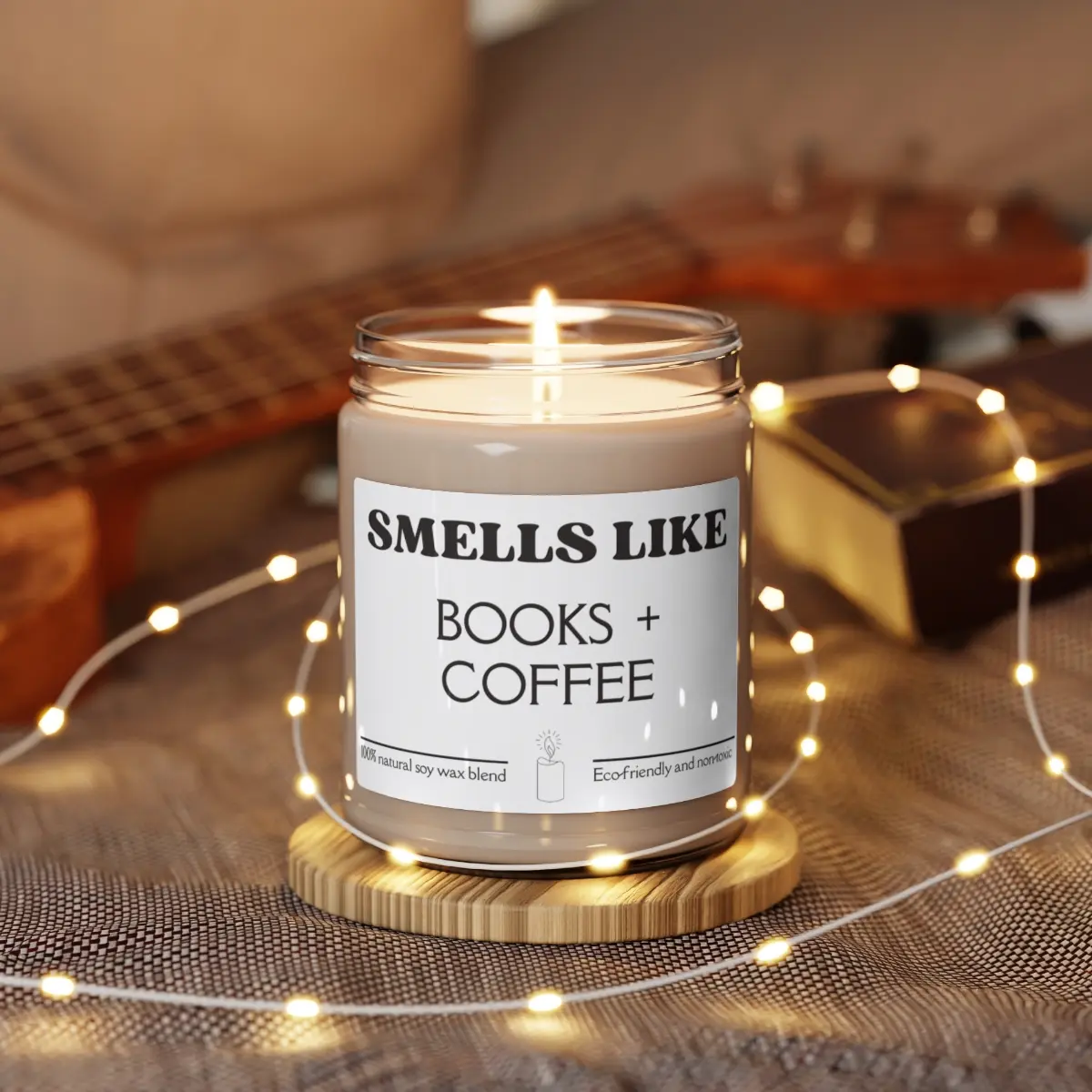 Smells Like BOOKS+COFFEE Book Lover Gift, Literary Candle, Library, Scented 9oz Soy Wax Scented Home Decor