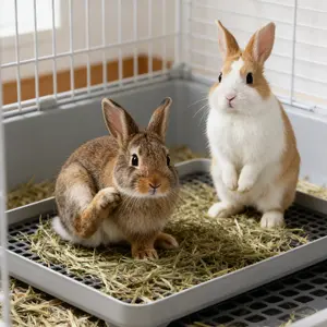 1pc Double-Layered Anti-Tilt Perforated Drainable Litter Box For Hamsters And Rabbits With Mesh Design, Detachable And Washable Small Pet Toilet Cleaning Products With a Drain Suitable For Small Animals in All Seasons(Not Suitable For Large Rabbits)