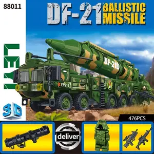 2025 New Boys' Assembled Toy Dongfeng 21 Missile Armored Vehicle Human Tank Small Particle Building Blocks Gift