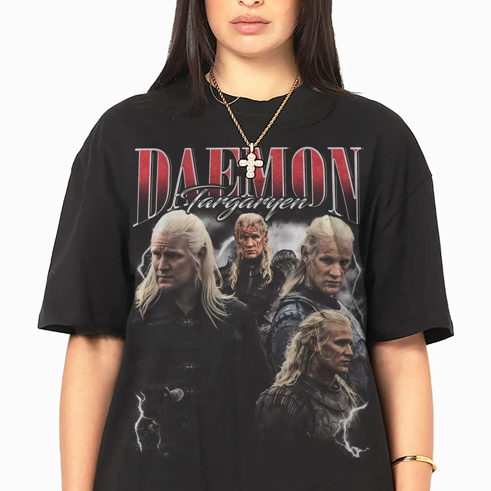 Daemon Targaryen t-shirt and unisex vintage-style 90s sweatshirt - choose a timeless fantasy fan tee or cozy comfortable sweatshirt that fans will love wearing everywhere.