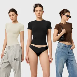 1/4 Pack Women's Seamless Trendy Workout T-Shirts, Soft Crew Neck Short Sleeve Activewear Top for Summer Lightweight/Gym/Yoga/Running Outfits High Stretch Sporty Athletic Tee