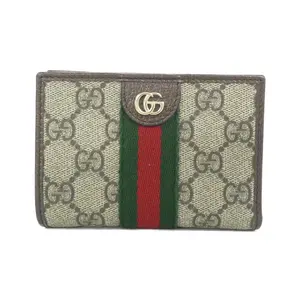 Pre-owned GUCCI Canvas Small Leather Goods Ophidia GG Monogram Coated Leather Wallet