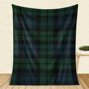 Classic Green And Blue Checkered Flannel Blanket - Comfortable, Breathable, Suitable All Seasons, Versatile Home, Office, And Camping - No Shedding, Color Resistant, Easy To Maintain, Cozy, Home Decoration Item, Vintage Style