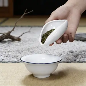 3pcs Classic White Porcelain Tea Separator | Coffee Bean Dose Tray for Home Cafe Kitchenware