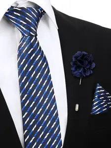 New Fashion Men's Tie Set, Casual Style Necktie & Bow Tie Combo, Striped Design for Daily Wear, Perfect for Parties & Gatherings, Striped Print Tie