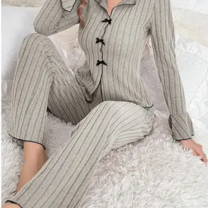 Women's casual pajamas with bow decoration suitable for everyday use