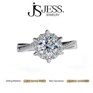 [#200] Classic Engagement Ring, Round Cut, 1ct VVS Synthetic Moissanite/Cubic Zirconia, S925 Sterling Silver Jewelry for Women