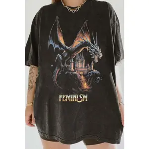 Femnism Dr@gon F@ntasy Tee, unisex cotton TShirt